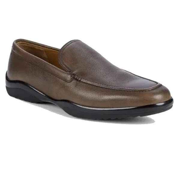 NEW $650 Bally Mils Loafers!8Coffee Brown Textured Leather Bally display picture 1